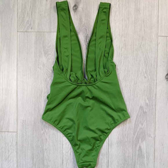 ASOS Swim Green Plunge Neckline Bathing Suit 4 - Picture 2 of 10
